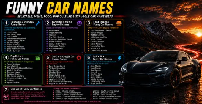Funny Car Names: Choosing the Perfect Hilarious Name (150+ Ideas)
