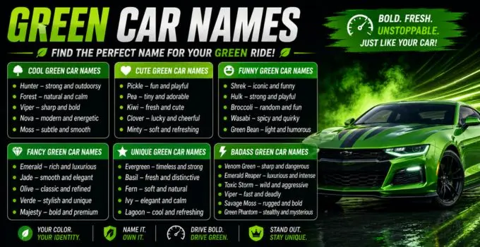 Green Car Names: 150+ Cool, Cute, Funny & Unique Ideas