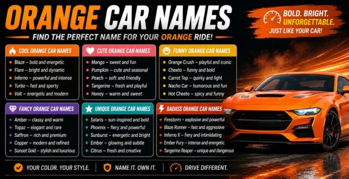 Orange Car Names: 150+ Cool, Cute, Funny & Unique Ideas