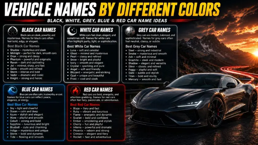 vehicle names by color